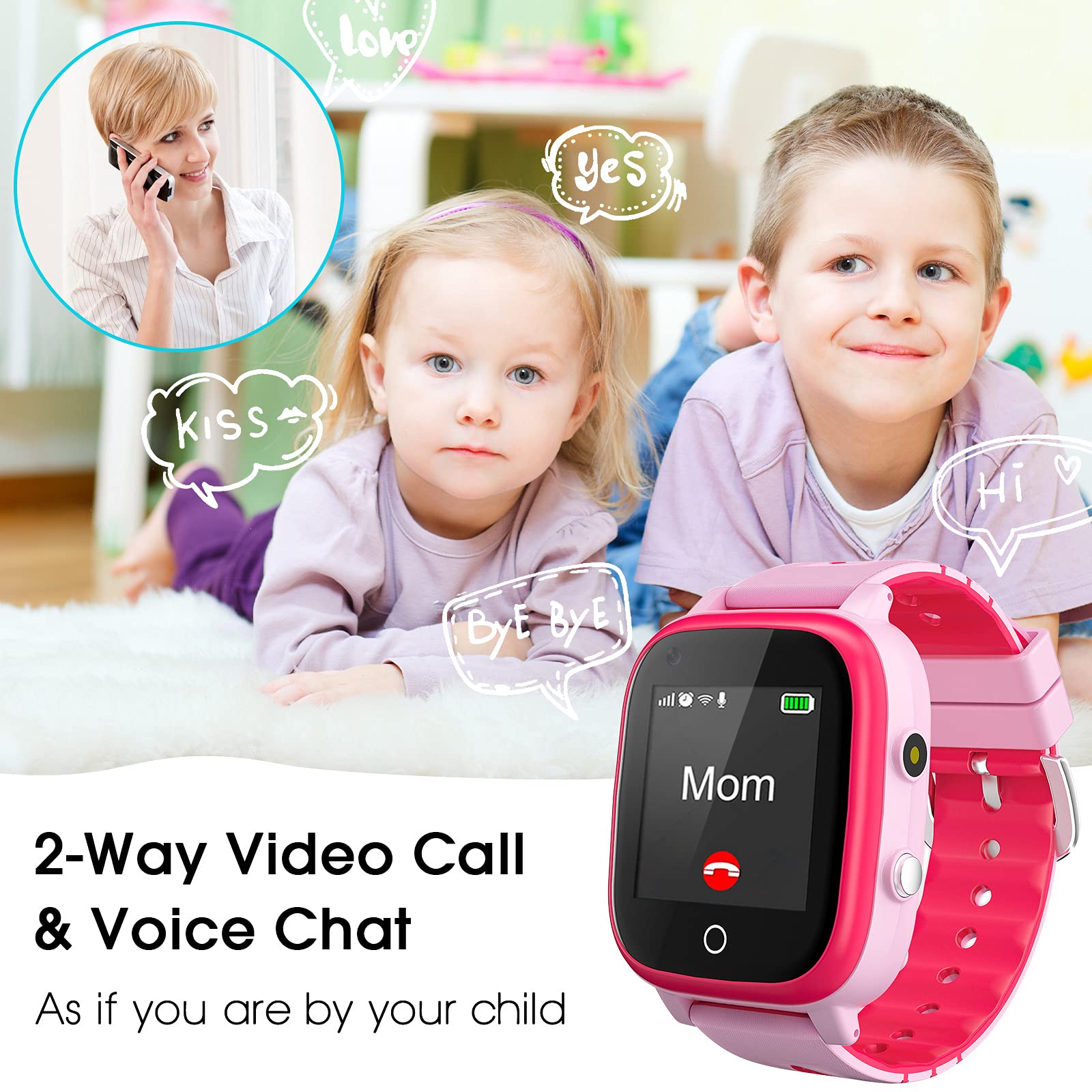 cjc 4G Kids Smart Watch, Smartwatch with GPS Tracker SOS Camera Voice & Video Call, HD Touch Screen Kid Watch Phone, Birthday for Age 3-15 Boys Girls (Red)