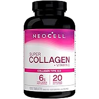 NeoCell Super Collagen Plus Vitamin C, Skin, Hair and Nails Supplement, Includes Antioxidants, Tablet, 120 Count, 1 Bottle