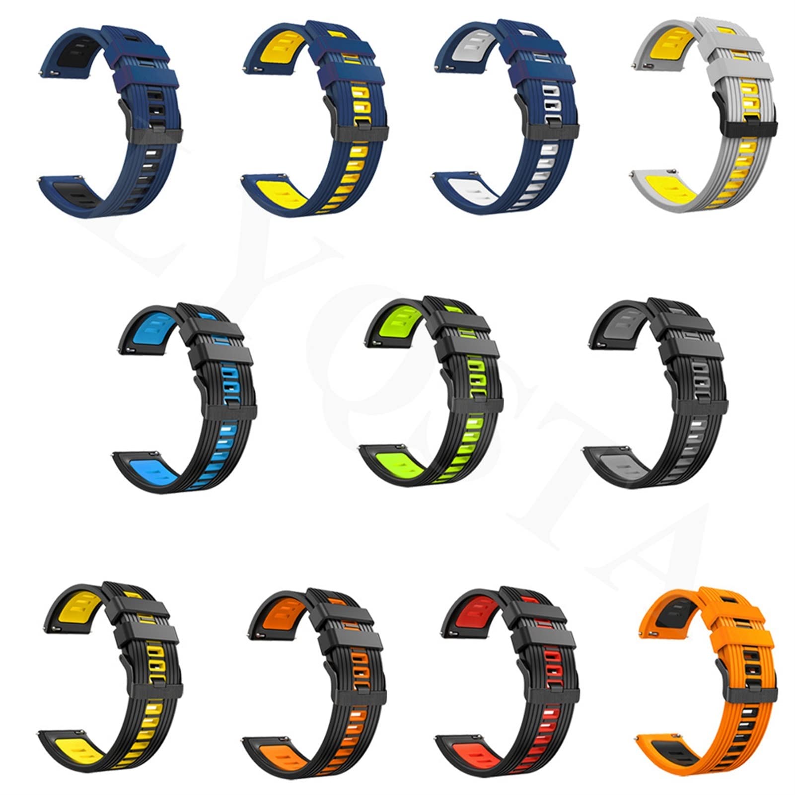 COOVS Silicone Band Strap for Huawei Watch GT3 GT Runner 46mm Original Watchband 22mm Universal Replacement Bracelet (Color : Style A, Size : 22mm Universal)