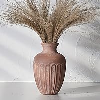 SIDUCAL Ceramic Rustic Farmhouse Flower Vase,8.4 Inch Pottery Decorative Flower Vase for Home Decor, Table, Living Room Decoration, Shelf Decor, Mantel, Terra