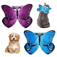 Dog Butterfly Wings, 2pcs Felt Adjustable Butterfly Fairy Wigs Halloween Costume for Dogs Cats Halloween Party Decor (Blue+Purple)