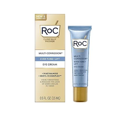 RoC Multi Correxion 5 in 1 Anti-Aging Eye Cream for Puffiness, Under Eye Bags & Dark Circles, Skin Care Treatment with Shea Butter, 0.5 Fl Oz (Packaging May Vary)