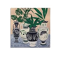 Greek Art Greek Wall Art Greek Pottery Greek Vase Plants in Pottery Potted Plant Art Home Wall Decor Wall Art Paintings Canvas Wall Decor Home Decor Living Room Decor Aesthetic Prints 12x12inch(30x30