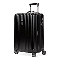 SwissGear 7910 Hardside Expandable Luggage with Spinner Wheels, TSA Lock and USB, Black, Carry-On 20-Inch