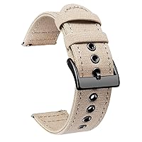 BINLUN Canvas Watch Bands Quick Release Sail Cloth Watch Straps Replacement 18mm 20mm 22mm 24mm Cotton Fabric Watchband for Men and Women with Silver/Black Buckle