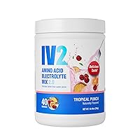 IV2-Zero Sugar Amino Acid Hydration Powder I Electrolyte Drink Mix I Essential Vitamins I Vegan, Non-GMO, Gluten-Free I Next Level Hydration (40 Servings & Bottle)