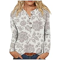 Dressy Tops for Women Casual Button Crew Neck Long Sleeve Shirt Sexy Versatile Sweatshirt Daily Work Clothes