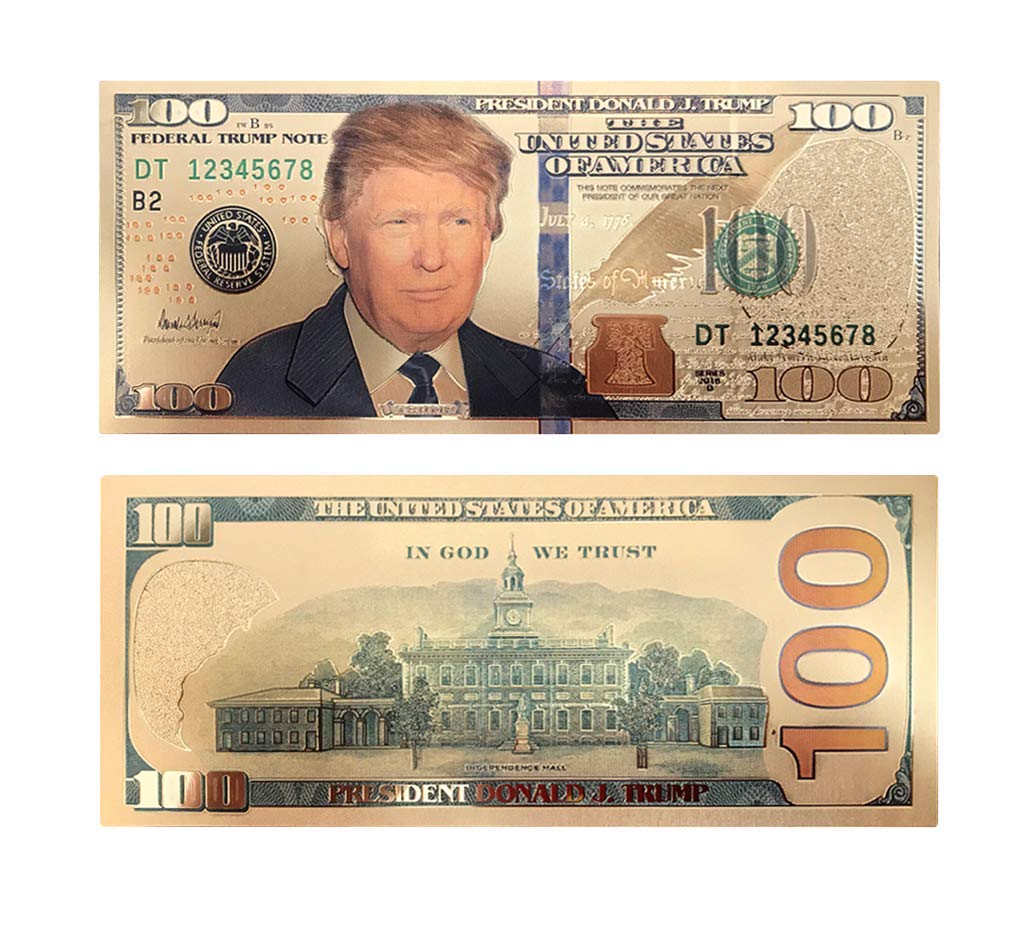 100 USD President Donald Trump Collectible Gold Plated Fake Bank Note