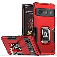 LOFIRY-Case for Google Pixel 7/Pixel 7 Pro, Military Grade Shockproof Heavy Duty Protective Phone Case with Magnetic Kickstand Car Mount Holder Shockproof Case (Pixel 7 Pro,Red)