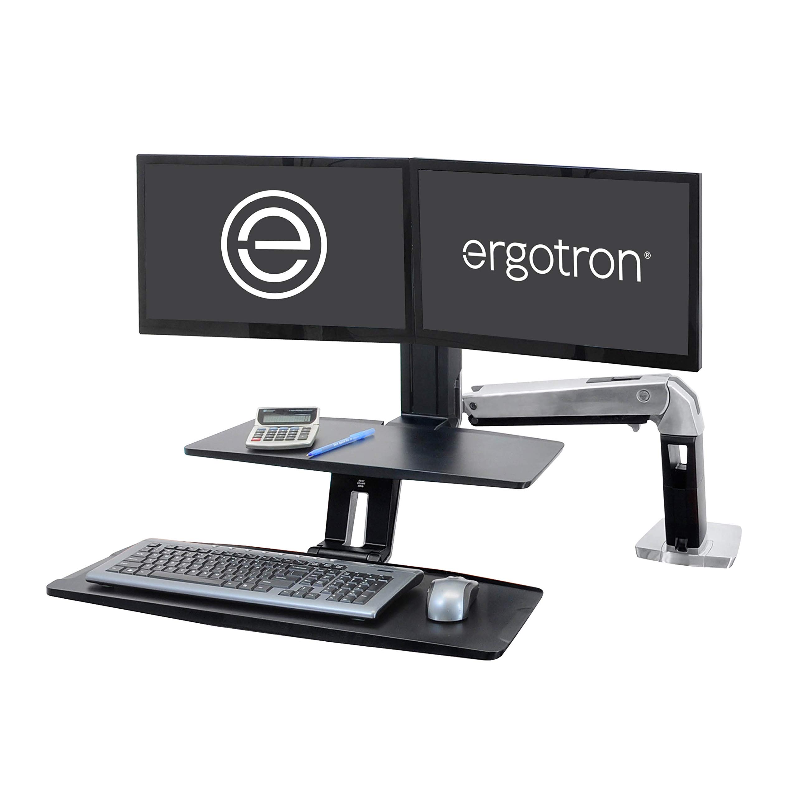 Ergotron - WorkFit-A Dual Workstation with Suspended Keyboard - for Tabletops – 22 Inches, Polished Aluminum