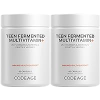 Codeage Teen’s Daily Multivitamin Supplement, 25+ Vitamins & Minerals for Teenage Boys & Girls, Organic Whole Foods Vitamins for Teenagers, Vitamin A, B Vitamins, Vitamin C, D, E, K, Omega-3, 2 Pack