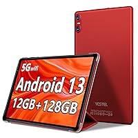 YESTEL 2024 Latest Tablet Android 13 Tablet 10.1 inch with Octa-Core Processor,12GB RAM+128GB ROM (Expand to 1TB),IPS HD Display,WiFi, Bluetooth, GPS,6000mAh,with Case-Red