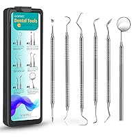 Dental Tools, Dental Pick, Dental Hygiene Kit, Stainless Steel Dental Teeth Cleaning Tools Kit with Tooth Scraper Plaque Tartar Remover, Metal Plaque Remover for Teeth - with Case