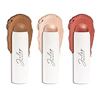 Julep Skip The Brush Cream to Powder Blush Stick Trio - Blendable and Buildable Color - 2-in-1 Blush and Lip Makeup Stick, Neutral Bronze, Sheer Glow, Desert Glow