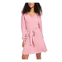 Womens Juniors V Neck Fit And Flare Sweaterdress Pink XXL