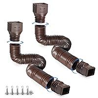 Brown 2-Pack Rain Gutter Downspout Extensions Flexible, Drain Downspout Extender,Down Spout Drain Extender, Gutter Connector Rainwater Drainage,Extendable from 21 to 68 Inches