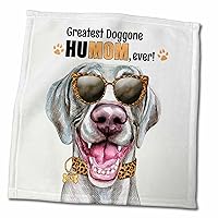 3dRose Adorable Weimaraner Dog in Cheetah Print Smiling for Mothers Day - Towels (twl-379255-3)