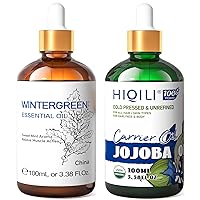 HIQILI Wintergreen Essential Oil and Jojoba Oil, 100% Pure Natural for Diffuser - 3.38 Fl Oz