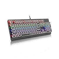 E-YOOSO K600 Retro Typewriter Mechanical Gaming Keyboard 104 Key, Rainbow LED Backlit Keyboard (Red Switch Black)