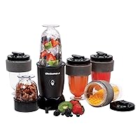 EPB-1800A# 17-Piece Personal Drink Mixer Blender, Sports Blender 16 Oz capacity, Includes Chopping and Blending Blade, Drink Lids and Extra Cups