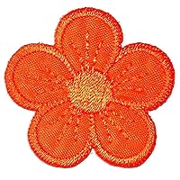 Mini Orange Cute Daisy Cartoon Kids Iron on Patches Plant Flowers Fashion Style Embroidered Motif Applique Decoration Emblem Costume Arts Sewing Repair