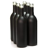 North Mountain Supply - W5BK-6PK 750ml Glass Bordeaux Wine Bottle Flat-Bottomed Cork Finish - Case of 6 (Black Frosted)
