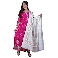 Pink Summer Collection Indian Festival wear Gold Printed Anarkali Gown Kurti Reyon Printed Kurta set 473r