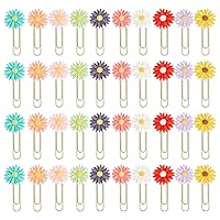CHGCRAFT 40pcs Daisy Flower Paper Clips Bookmark Creative Elegant Resin Paperclips Note Clips Book Markers for Office, School, Home and Wedding Party Use