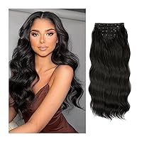 Blonde Long Wavy Clip In Hair Extensions, Synthetic Clip In Hair Extensions 22 Inch For Women Natural Black Blonde (Color : 2#, Size : 22INCH)