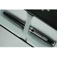 Cross Rich black lacquer with polished chrome appointments Coventry Refillable medium Point Rollerball Pen Signature center Band