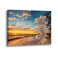 Personalized Family Name Canvas, Family Definition With Beach Landscape Wall Art, Decor Home