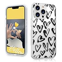 MYBAT PRO Mood Series Slim Cute Clear Crystal Case for iPhone 13 Pro Case, 6.1 inch, Stylish Shockproof Non-Yellowing Protective Cover, Black Hearts