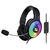 Redragon H350 RGB Wired Gaming Headset, Dynamic RGB Backlight - Stereo Surround-Sound - 50MM Drivers - Detachable Microphone, Over-Ear Headphones Works for PC/PS4/XBOX One/NS