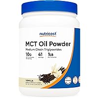 Nutricost Premium MCT Oil Powder (1 LB, Vanilla) - Best for Keto, Ketosis, and Ketogenic Diets - Zero Net Carbs, Non-GMO and Gluten Free, Medium Chain Triglyceride