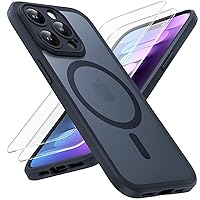 TOCOL 3 in 1 Magnetic for iPhone 15 Pro Max Case, Upgraded [Full Camera Protection], [Compatible with MagSafe] [15FT Drop Protection] Shockproof Translucent 15 ProMax Bumper 6.7, Black