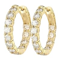 3.25 Carat Natural Diamond (F-G Color, VS1-VS2 Clarity) 14K Yellow Gold Luxury Hoop Earrings for Women Exclusively Handcrafted in USA