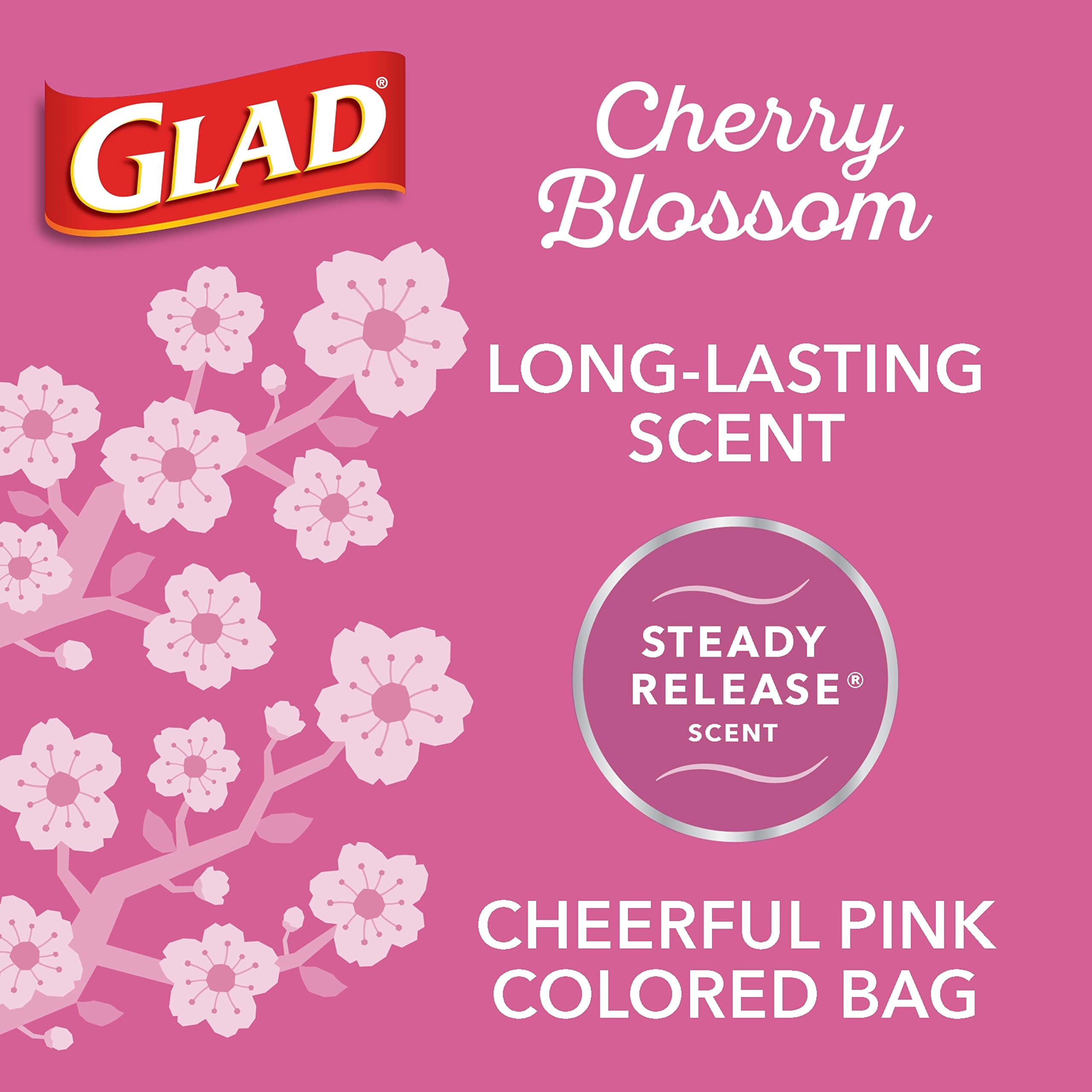 Glad Drawstring Cherry Blossom Odor Shield Small 4 Gallon 30/80ct