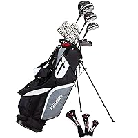 Precise M5 Men's Complete Golf Clubs Package Set Includes Titanium Driver, S.S. Fairway, S.S. Hybrid, S.S. 5-PW Irons, Putter, Stand Bag, 3 H/C's