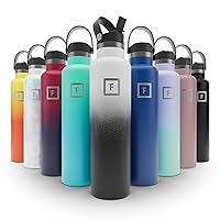 IRON °FLASK Sports Water Bottle - 3 Lids (Narrow Straw Lid) Leak Proof Vacuum Insulated Stainless Steel - Hot & Cold Double Walled Insulated Thermos, Durable Metal Canteen - Day & Night, 24 Oz