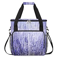 Lavender Purple Flower（02） Coffee Maker Carrying Bag Compatible with Single Serve Coffee Brewer Travel Bag Waterproof Portable Storage Toto Bag with Pockets for Travel, Camp, Trip