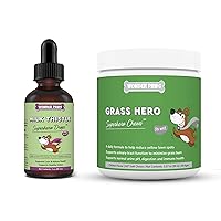 Milk Thistle Drops Plus Grass Hero Soft Chews - for Dogs Liver and Kidney Support, Detox & Urinary Tract Health - Milk Thistle 2 Ounces - Grass Hero 60 Chews