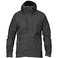 Fjällräven Skogsö Jacket Coats for Men - Leather Details, Two Chest and Two Hand Pockets, and Fixed Two Way Adjustable Hood