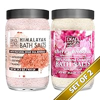 Dead Sea Collection Bath Salts Enriched with Himalayan - Natural Salt for Bath - Large (34.2 oz) and Bath Salts Enriched with Cherry Blossom - Natural Salt for Bath - Large (34.2 OZ) - Bundle