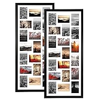 20 Opening 4x6 Collage Picture Frame Set of 2, 18.1x41.3 inches Black Multiple Frames Display 4 by 6 inch Photos with Mat for Wall Hanging