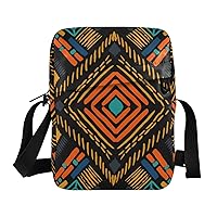ALAZA African Ethnic Geometric in Aztec Style Crossbody Bag Small Messenger Bag Shoulder Bag with Zipper for Women Men