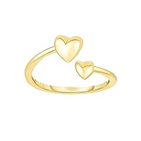 Jewelry Affairs 14K Yellow Gold Hearts Bypass Toe Ring 9mm