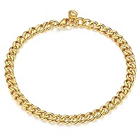 FindChic Chain Wrist Bracelets Women 18K Gold Plated Cuban Curb Link Chains Bracelets 5MM Width 7.5'' Length