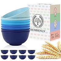 Homienly Unbreakable Cereal Bowls Set of 8-26 OZ Soup Bowls Microwave and Dishwasher Safe Wheat Straw Bowl Assorted Color Dessert Bowls for Serving Soup, Oatmeal, Pasta and Salad (Gradient Blue)