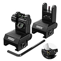 Flip Up Sights Fiber Optics Iron Sight with Green Red Sight Front and Rear Backup Rifle Sight for Picatinny Rail