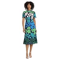 Maggy London Women's Mini Ruffle Neck Fit and Flare Workwear Career Office Event Desk to Dinner Guest of